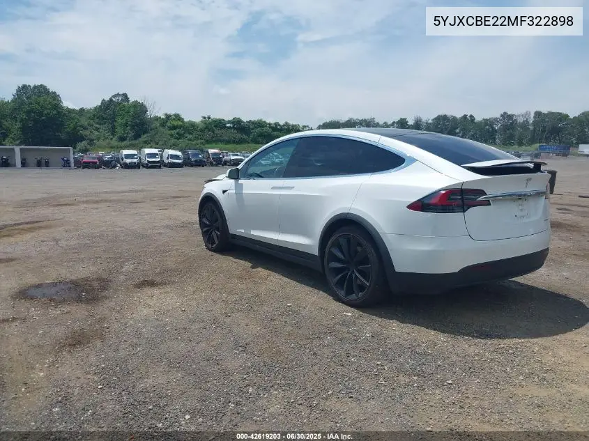 2021 Tesla Model X Long Range Dual Motor All-Wheel Drive/Long Range Plus Dual Motor All-Wheel Drive VIN: 5YJXCBE22MF322898 Lot: 42619203