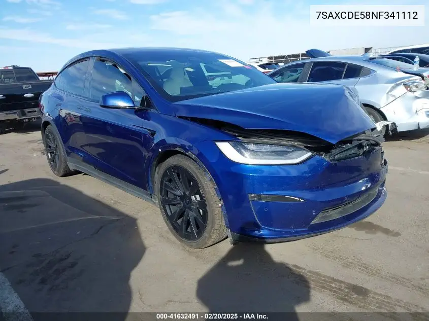 2022 Tesla Model X Dual Motor All-Wheel Drive/Plaid Tri Motor All-Wheel Drive VIN: 7SAXCDE58NF341112 Lot: 41632491