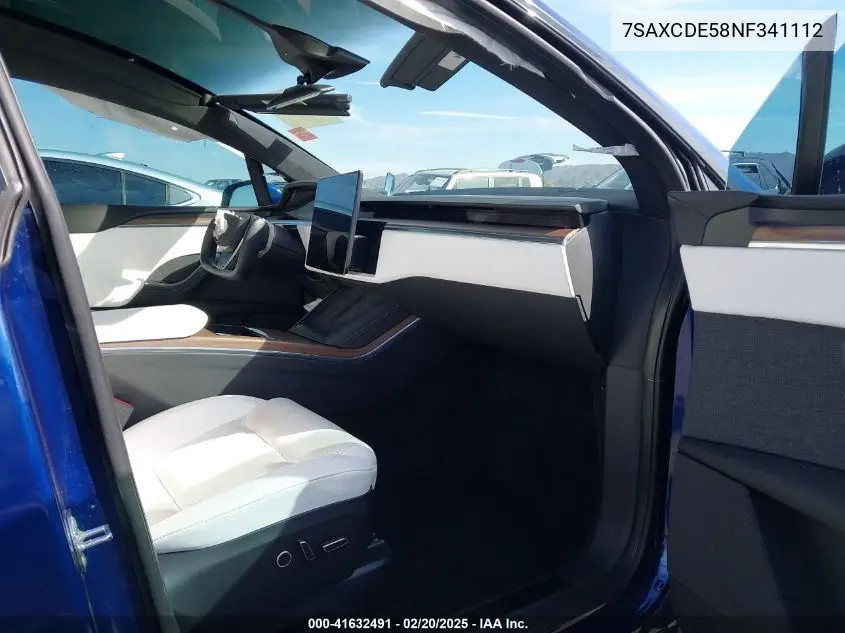2022 Tesla Model X Dual Motor All-Wheel Drive/Plaid Tri Motor All-Wheel Drive VIN: 7SAXCDE58NF341112 Lot: 41632491