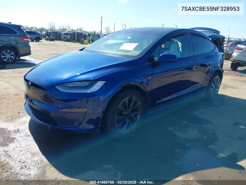2022 Tesla Model X Dual Motor All-Wheel Drive VIN: 7SAXCBE55NF328953 Lot: 41668768