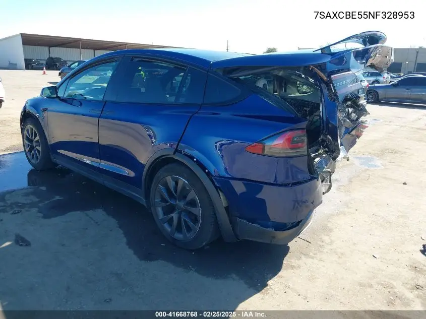 2022 Tesla Model X Dual Motor All-Wheel Drive VIN: 7SAXCBE55NF328953 Lot: 41668768