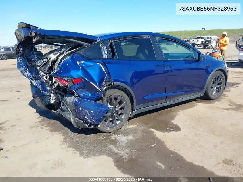2022 Tesla Model X Dual Motor All-Wheel Drive VIN: 7SAXCBE55NF328953 Lot: 41668768