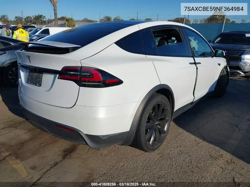 2022 Tesla Model X Dual Motor All-Wheel Drive VIN: 7SAXCBE59NF364984 Lot: 41809256