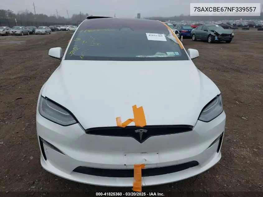 2022 Tesla Model X Plaid Tri Motor All-Wheel Drive VIN: 7SAXCBE67NF339557 Lot: 41825360