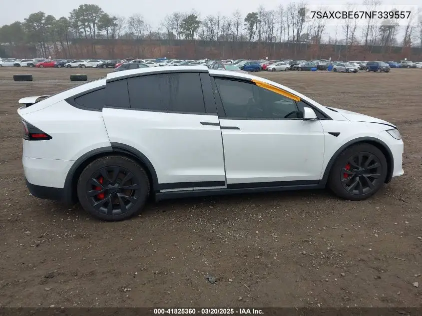 2022 Tesla Model X Plaid Tri Motor All-Wheel Drive VIN: 7SAXCBE67NF339557 Lot: 41825360