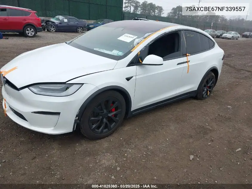 2022 Tesla Model X Plaid Tri Motor All-Wheel Drive VIN: 7SAXCBE67NF339557 Lot: 41825360