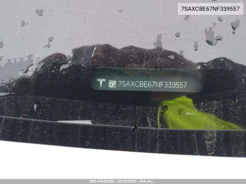 2022 Tesla Model X Plaid Tri Motor All-Wheel Drive VIN: 7SAXCBE67NF339557 Lot: 41825360
