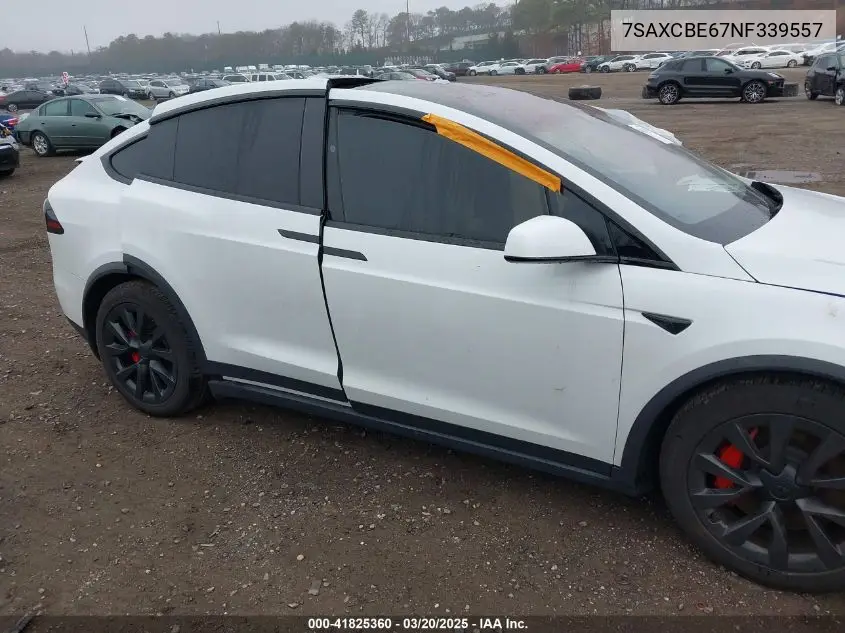 2022 Tesla Model X Plaid Tri Motor All-Wheel Drive VIN: 7SAXCBE67NF339557 Lot: 41825360