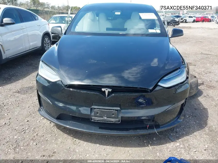2022 Tesla Model X Dual Motor All-Wheel Drive/Plaid Tri Motor All-Wheel Drive VIN: 7SAXCDE55NF340371 Lot: 42029036