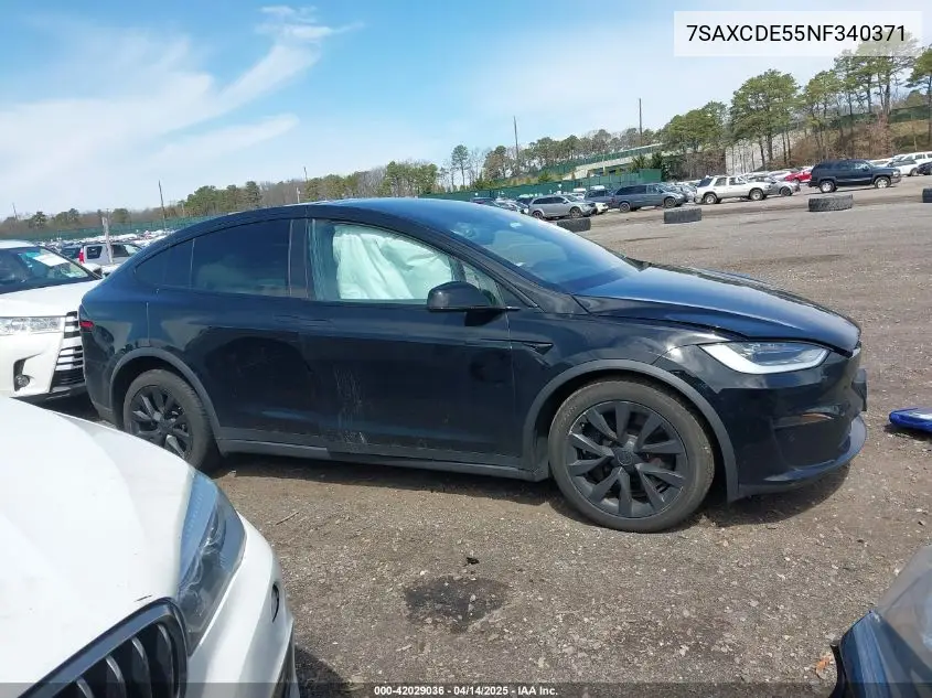 2022 Tesla Model X Dual Motor All-Wheel Drive/Plaid Tri Motor All-Wheel Drive VIN: 7SAXCDE55NF340371 Lot: 42029036
