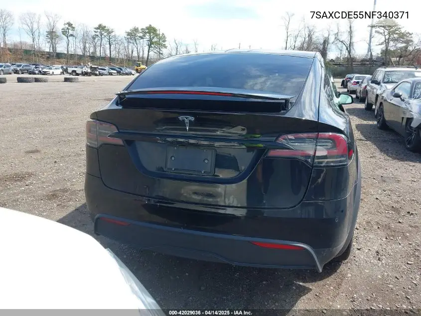 2022 Tesla Model X Dual Motor All-Wheel Drive/Plaid Tri Motor All-Wheel Drive VIN: 7SAXCDE55NF340371 Lot: 42029036
