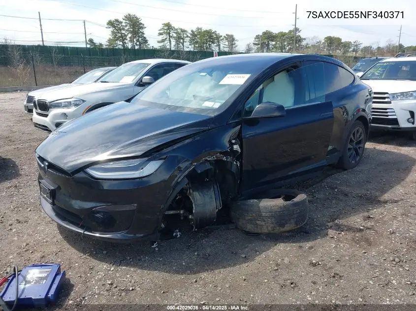 2022 Tesla Model X Dual Motor All-Wheel Drive/Plaid Tri Motor All-Wheel Drive VIN: 7SAXCDE55NF340371 Lot: 42029036