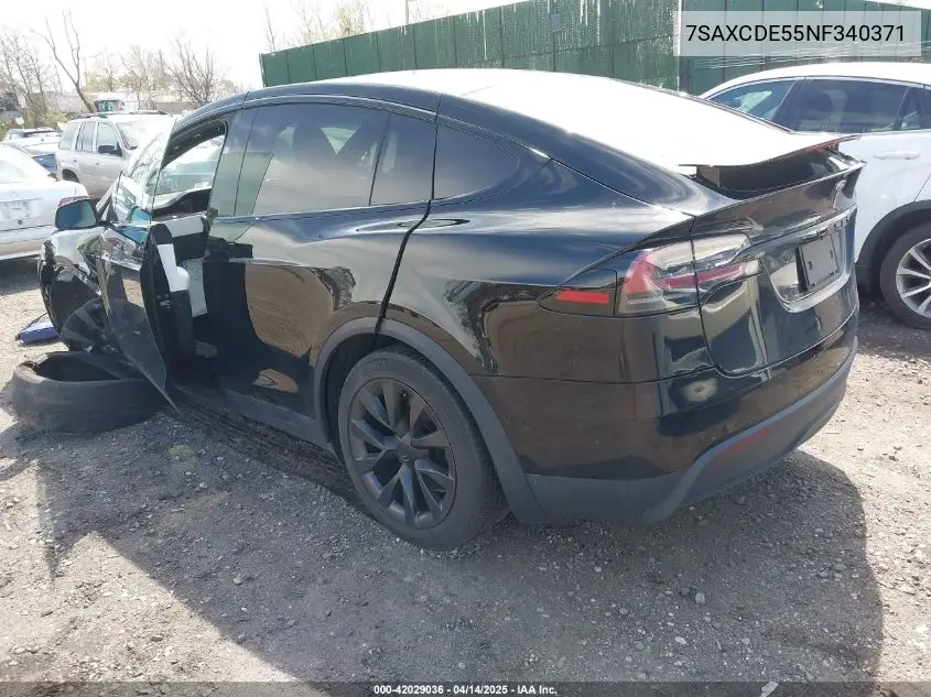2022 Tesla Model X Dual Motor All-Wheel Drive/Plaid Tri Motor All-Wheel Drive VIN: 7SAXCDE55NF340371 Lot: 42029036