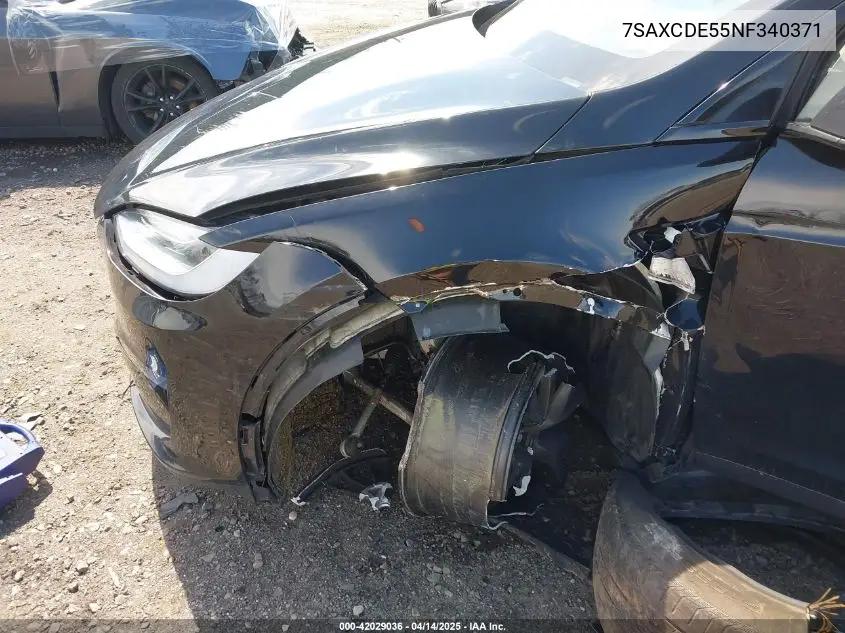 2022 Tesla Model X Dual Motor All-Wheel Drive/Plaid Tri Motor All-Wheel Drive VIN: 7SAXCDE55NF340371 Lot: 42029036