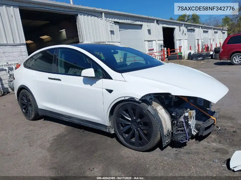 2022 Tesla Model X Dual Motor All-Wheel Drive/Plaid Tri Motor All-Wheel Drive VIN: 7SAXCDE58NF342776 Lot: 42042369