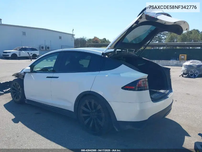 2022 Tesla Model X Dual Motor All-Wheel Drive/Plaid Tri Motor All-Wheel Drive VIN: 7SAXCDE58NF342776 Lot: 42042369