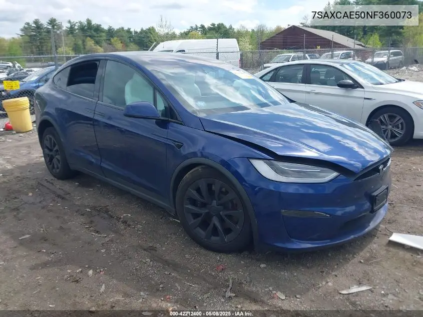 2022 Tesla Model X Dual Motor All-Wheel Drive VIN: 7SAXCAE50NF360073 Lot: 42212400