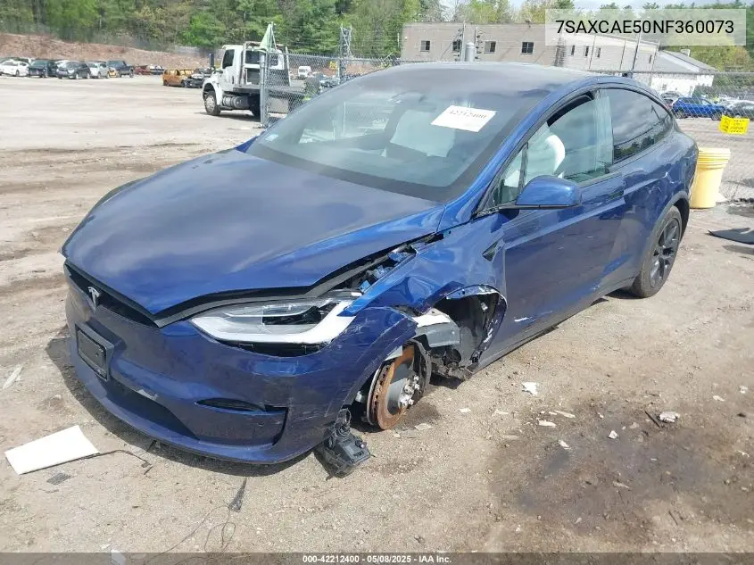 2022 Tesla Model X Dual Motor All-Wheel Drive VIN: 7SAXCAE50NF360073 Lot: 42212400
