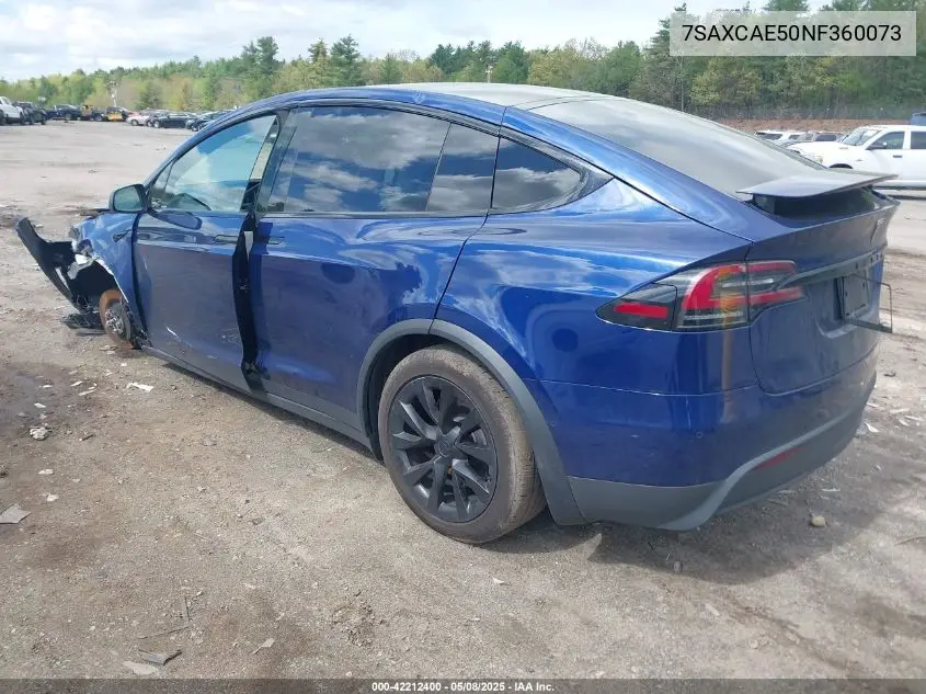 2022 Tesla Model X Dual Motor All-Wheel Drive VIN: 7SAXCAE50NF360073 Lot: 42212400