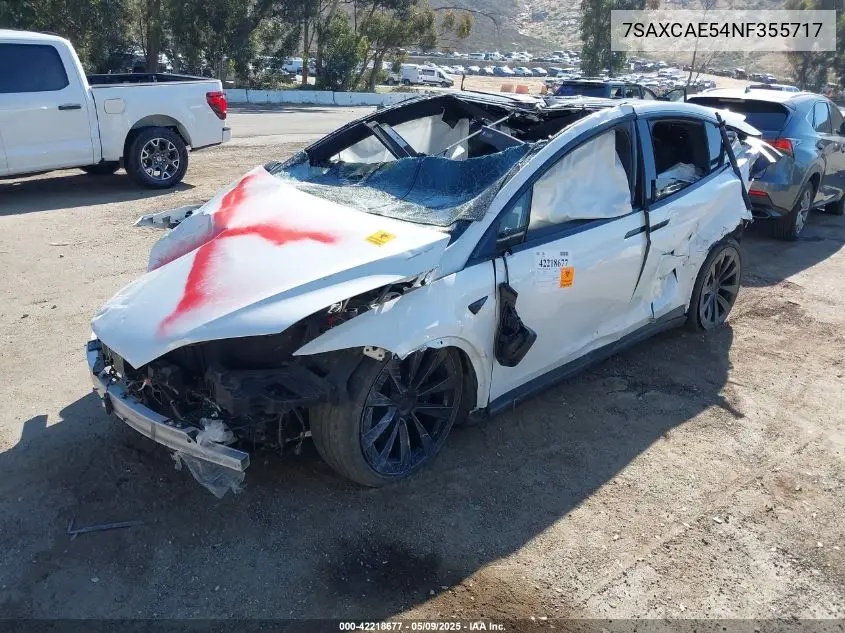 2022 Tesla Model X Dual Motor All-Wheel Drive VIN: 7SAXCAE54NF355717 Lot: 42218677