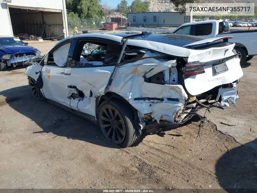 2022 Tesla Model X Dual Motor All-Wheel Drive VIN: 7SAXCAE54NF355717 Lot: 42218677