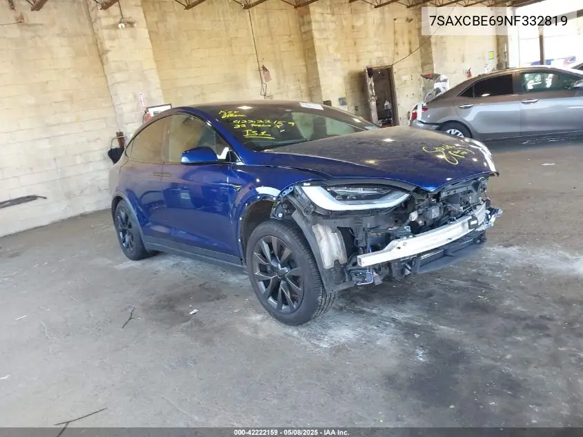 2022 Tesla Model X Plaid Tri Motor All-Wheel Drive VIN: 7SAXCBE69NF332819 Lot: 42222159