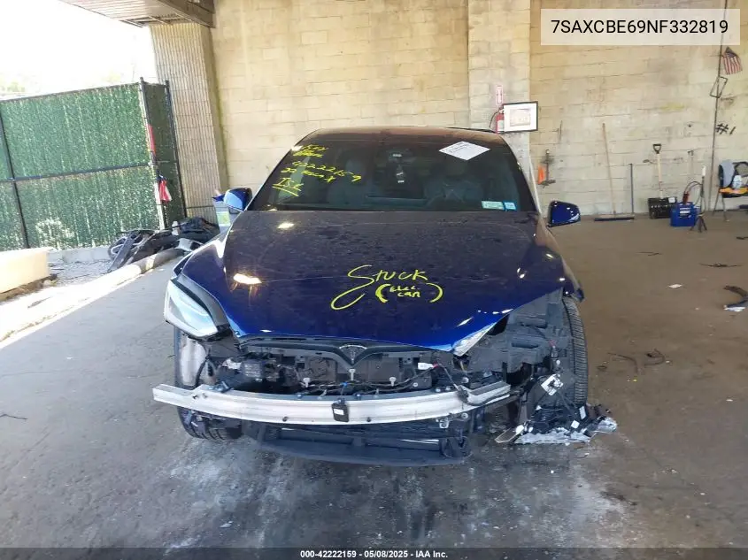 2022 Tesla Model X Plaid Tri Motor All-Wheel Drive VIN: 7SAXCBE69NF332819 Lot: 42222159