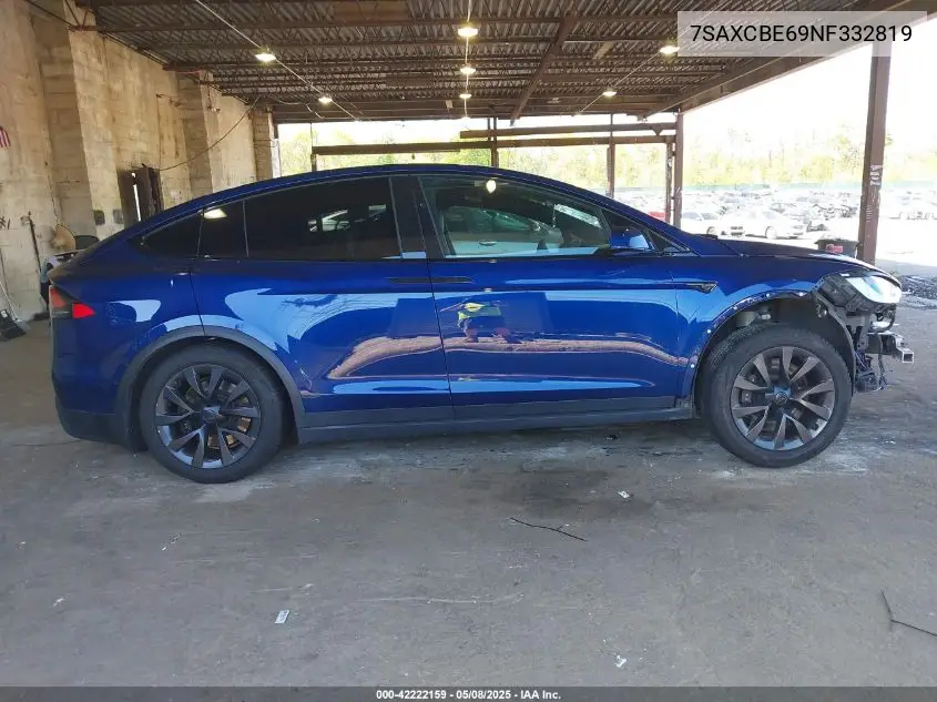 2022 Tesla Model X Plaid Tri Motor All-Wheel Drive VIN: 7SAXCBE69NF332819 Lot: 42222159
