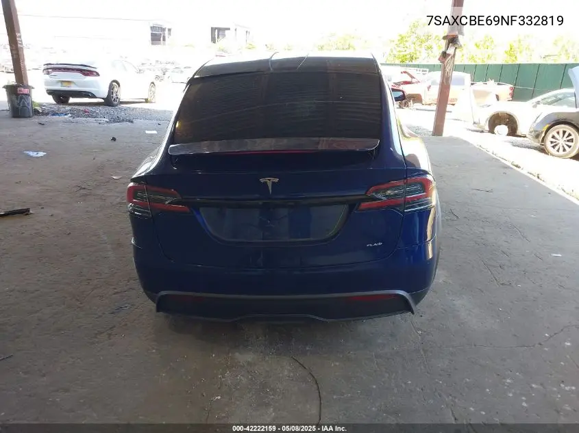 2022 Tesla Model X Plaid Tri Motor All-Wheel Drive VIN: 7SAXCBE69NF332819 Lot: 42222159