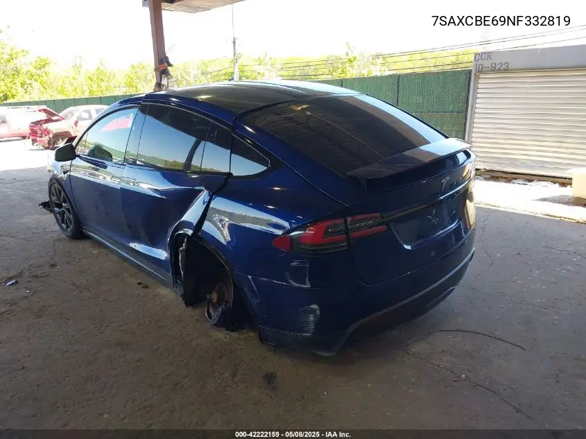 2022 Tesla Model X Plaid Tri Motor All-Wheel Drive VIN: 7SAXCBE69NF332819 Lot: 42222159