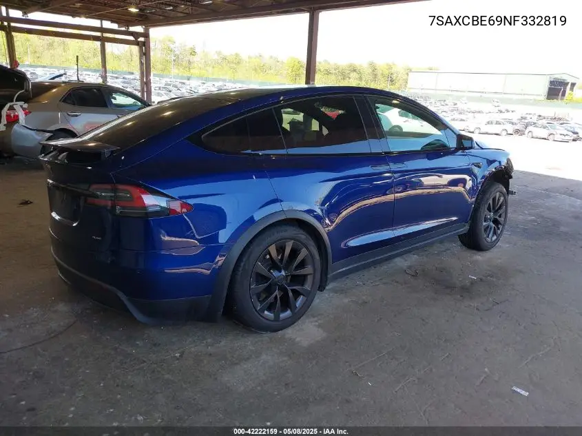 2022 Tesla Model X Plaid Tri Motor All-Wheel Drive VIN: 7SAXCBE69NF332819 Lot: 42222159