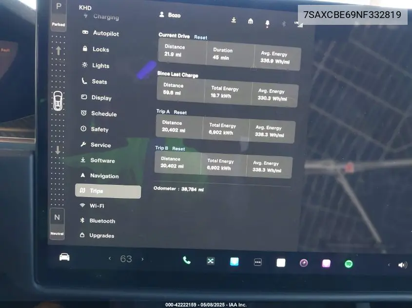 2022 Tesla Model X Plaid Tri Motor All-Wheel Drive VIN: 7SAXCBE69NF332819 Lot: 42222159