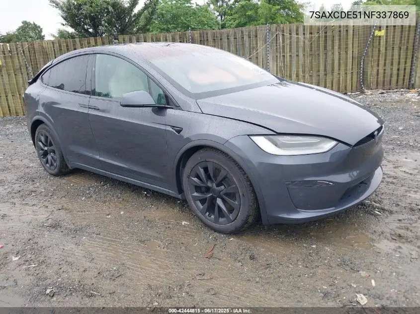 2022 Tesla Model X Dual Motor All-Wheel Drive/Plaid Tri Motor All-Wheel Drive VIN: 7SAXCDE51NF337869 Lot: 42444815