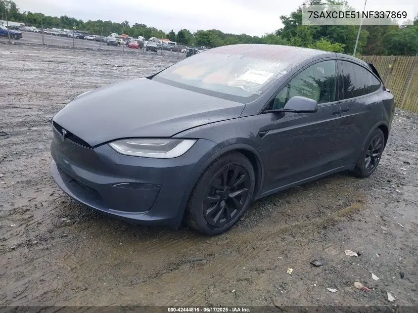 2022 Tesla Model X Dual Motor All-Wheel Drive/Plaid Tri Motor All-Wheel Drive VIN: 7SAXCDE51NF337869 Lot: 42444815