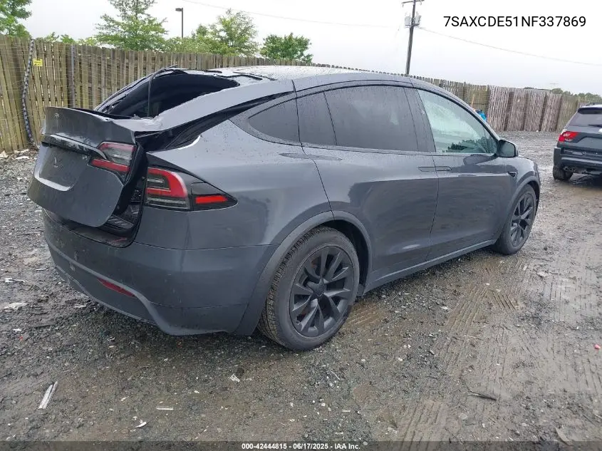 2022 Tesla Model X Dual Motor All-Wheel Drive/Plaid Tri Motor All-Wheel Drive VIN: 7SAXCDE51NF337869 Lot: 42444815