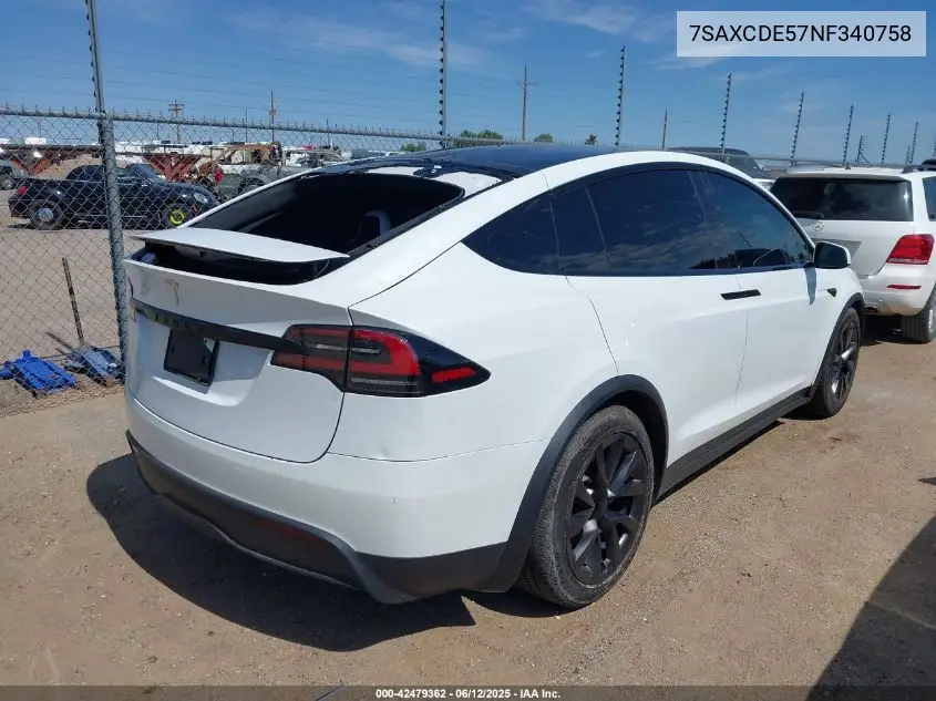 2022 Tesla Model X Dual Motor All-Wheel Drive/Plaid Tri Motor All-Wheel Drive VIN: 7SAXCDE57NF340758 Lot: 42479362