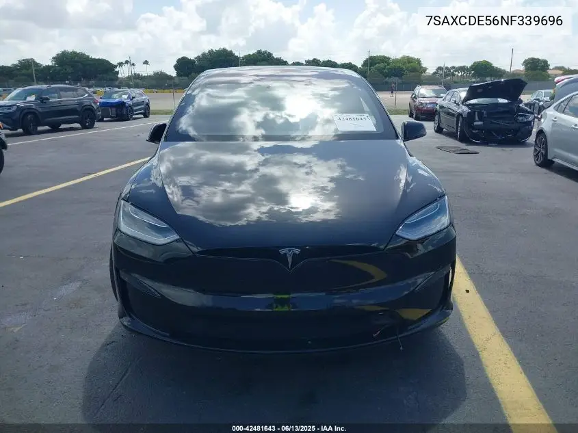 2022 Tesla Model X Dual Motor All-Wheel Drive/Plaid Tri Motor All-Wheel Drive VIN: 7SAXCDE56NF339696 Lot: 42481643