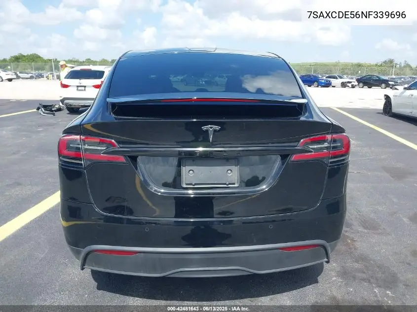2022 Tesla Model X Dual Motor All-Wheel Drive/Plaid Tri Motor All-Wheel Drive VIN: 7SAXCDE56NF339696 Lot: 42481643