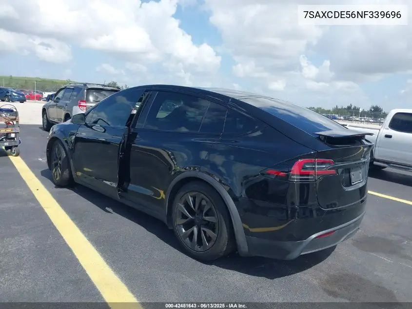 2022 Tesla Model X Dual Motor All-Wheel Drive/Plaid Tri Motor All-Wheel Drive VIN: 7SAXCDE56NF339696 Lot: 42481643