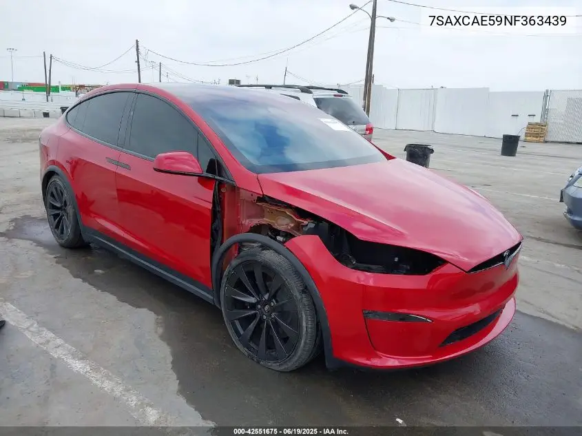2022 Tesla Model X Dual Motor All-Wheel Drive VIN: 7SAXCAE59NF363439 Lot: 42551675