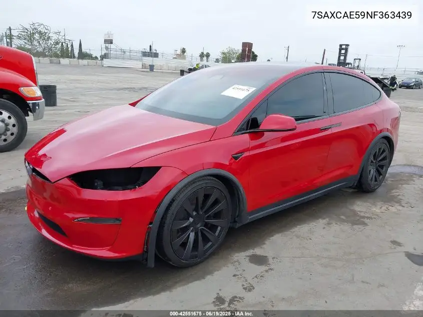 2022 Tesla Model X Dual Motor All-Wheel Drive VIN: 7SAXCAE59NF363439 Lot: 42551675