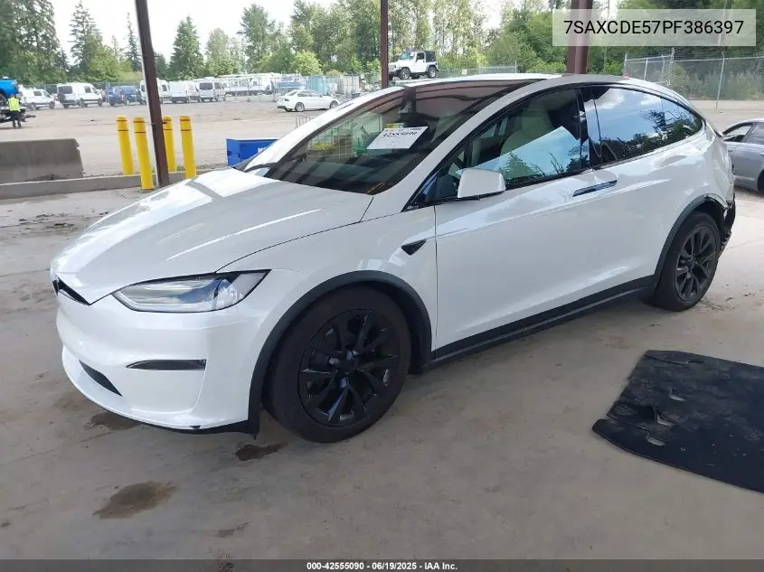 2023 Tesla Model X Dual Motor All-Wheel Drive/Standard Range VIN: 7SAXCDE57PF386397 Lot: 42555090