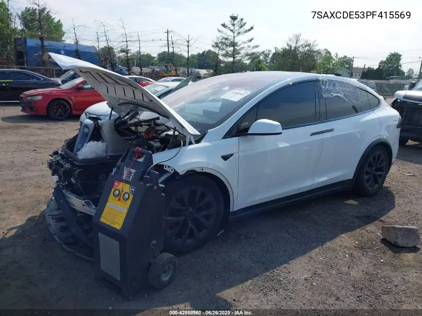 2023 Tesla Model X Dual Motor All-Wheel Drive/Standard Range VIN: 7SAXCDE53PF415569 Lot: 42558960