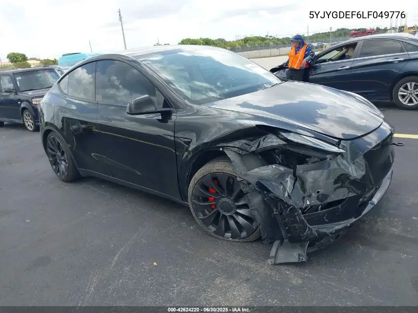 2020 Tesla Model Y Long Range Dual Motor All-Wheel Drive/Performance Dual Motor All-Wheel Drive VIN: 5YJYGDEF6LF049776 Lot: 42624220