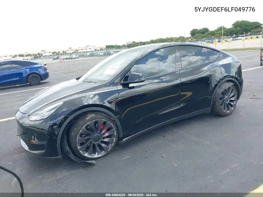 2020 Tesla Model Y Long Range Dual Motor All-Wheel Drive/Performance Dual Motor All-Wheel Drive VIN: 5YJYGDEF6LF049776 Lot: 42624220
