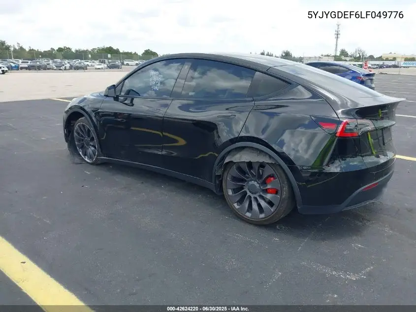 2020 Tesla Model Y Long Range Dual Motor All-Wheel Drive/Performance Dual Motor All-Wheel Drive VIN: 5YJYGDEF6LF049776 Lot: 42624220