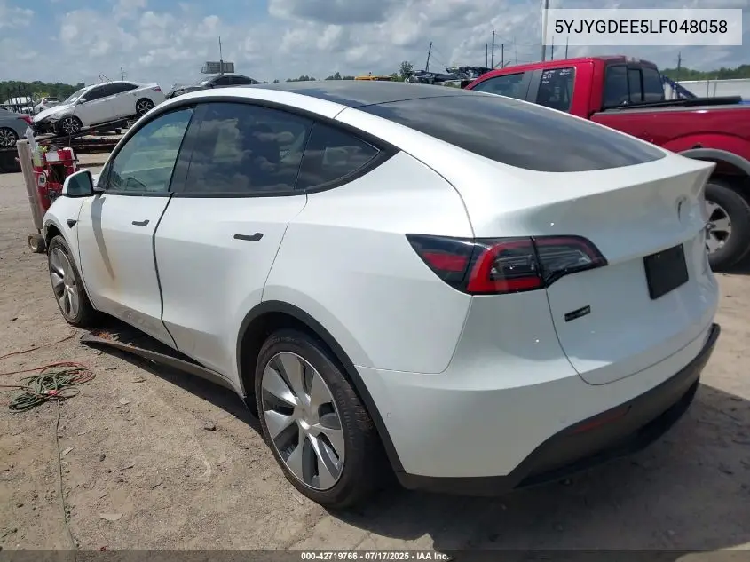 2020 Tesla Model Y Long Range Dual Motor All-Wheel Drive VIN: 5YJYGDEE5LF048058 Lot: 42719766