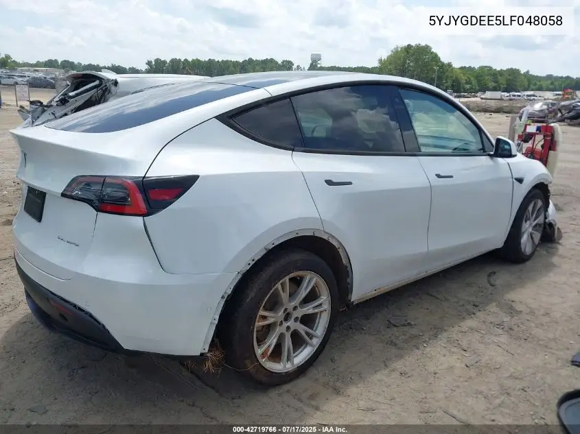 2020 Tesla Model Y Long Range Dual Motor All-Wheel Drive VIN: 5YJYGDEE5LF048058 Lot: 42719766