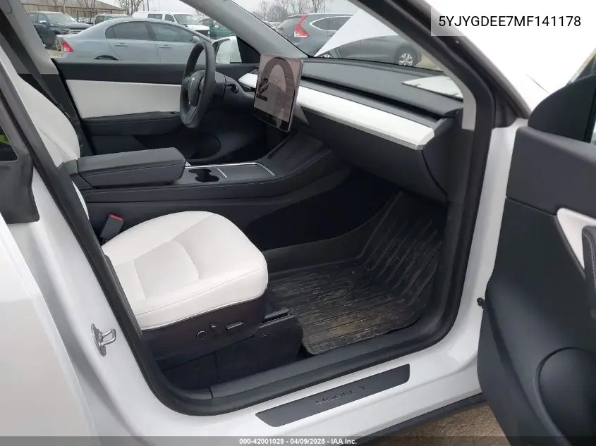 2021 Tesla Model Y Long Range Dual Motor All-Wheel Drive VIN: 5YJYGDEE7MF141178 Lot: 42001029