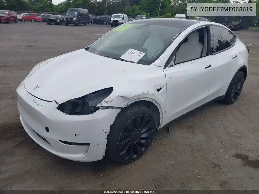 5yjygdee7mf068619 5YJYGDEE7MF068619 2021 Tesla Model Y Long Range Dual Motor All-Wheel Drive
